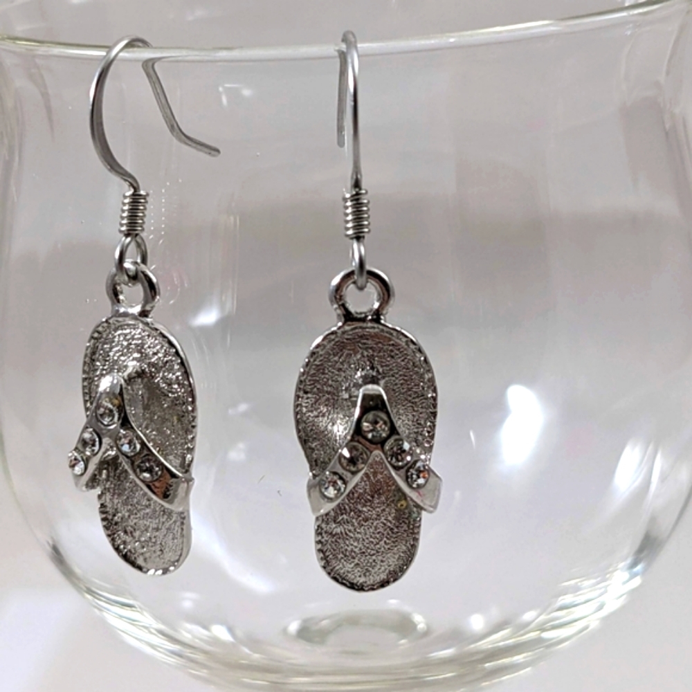 Sparkly CZ Flip Flop earrings. Made in USA